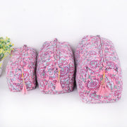 Cosmetic Bag, Assorted hand Block Printed Large Toiletry Bag, Waterproof Wash Bag, Makeup Bag, Travel Bag with Pockets, Jumbo Wash Bag